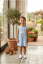 Girl's Blue Floral Patterned Ruffle Summer Dress Beach - 4
