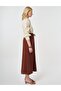 High Waist Rayon Bell Skirt Red Brown - 4