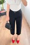 Mom Fit Gabardine Denim Black Trousers - 2