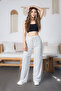 Women's High Waist Polka Dot Patterned Viscose Fabric Loose Cut Trousers - 7