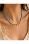 Turquoise Bead Detailed Bohemian Necklace with Gold Medallion Figure - 3