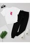 Pink Flowers Print Detailed T-Shirt Tracksuit Set