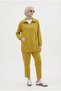 Zippered Overalls with Elastic Sleeves and Pockets, Two-Piece Sports Set, Mustard 26Yt6103