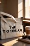Cream Canvas Women's Tote Bag Large Size Daily Shoulder and Beach Bag - 2