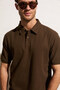 Minnutu Men's Organic Cotton Polo Collar Regular Fit Brown T-Shirt