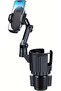 Car Cup Holder Phone Mount, 2-in-1 Universal Stand with Cup Holder Expander, 360° Rotation, Black, ABS Plastic, compatible with iPhone and Android