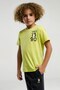 Boy's Short Sleeve T-Shirt with Print Detail, Ages 9-15, Peanut Green - 3