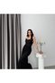 Black Sweetheart Neckline Strapless Lace Embroidered Evening Dress - 4