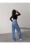 High Waist Stone Washed Pre-Processed Detailing Broad Legs - 3