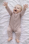 Isis Unisex Baby Star Patterned Long Sleeve Jumpsuit with Snap Fasteners - 3