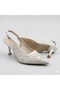 (Öz Maçan) Women's Closed-Toe Heeled Shoes with Drop Stone Detail