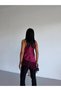 Women's Burgundy Halter Neck Satin Blouse with Lace at the Bottom - 4