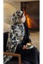 Cotton Garden Pattern Shawl-Black - 7