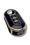 Fiat Doblo Punto 500L Compatible Flip Key Remote Control Protection Case Shiny Black with Gold Frame