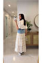 Raks Beige Denim Lace Detailed Lined Skirt - 2