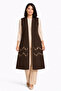Women's Middle-Aged Patterned Comfortable Fit Flounced Combed Cotton Long Mother Vest 4328