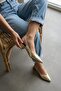 Liona Gold (3 cm Heeled) Pointed Toe Heeled Ballerinas - 7