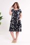 Women's Navy Blue Beige Poppy Pattern Pocketed Loose Fit 42-54 Compatible Standard Size Flexible Dress - 3