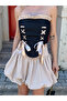 Cream Denim Corset Balloon Skirt Set - 7914 - 6