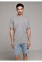 Regular Fit Mid Waist Straight Men's Light Indigo Denim Jean Shorts