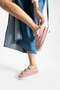 Women's Powder Pink Double Color Gold Buckle Thick Sole Sandals Comfortable and Stylish Summer Sandals - 3