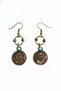 Antique Bronze Spiral Motif Earrings - with Turquoise Stone - 3