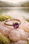 Copper Pure Ring with Purple Stone Vintage Adjustable Ring