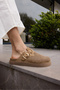 Bovly Women's Beige Nude Genuine Leather Suet Close-Toe Slippers - 7