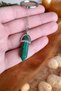 Malachite Stone Nail Cut Keychain Original Natural Real Stone Steel Chain Keychain - 3