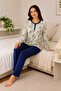 طقم بيجامة نسائي مريح بنقشة الزهور مصنوع من القطن بنسبة 100% - 2