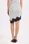 Women's slim fit polka dot lace detail asymmetrical white skirt - 5