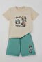 Boy's Shorts Set with Monster Trucks Print, Ages 1-4, Cream