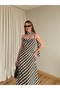 Black Cream Striped Dress with Adjustable Straps - 261028 - 4
