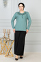 Women's Aqua Green Lycra Long Sleeve Front Patterned Mother's Combed Cotton Blouse Mother's Day Special Day - 6