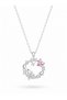 316L Steel Chain Silver Color Pink Stone Detailed Wreath Model Women's Necklace