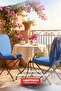 Chair Cushion with Backrest Oval Lace-Up Kitchen Garden Balcony Cushion Standardfit Blue - 6