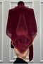 Square Burgundy Chiffon Groom Shoulder Cover, Gold Glitter Edge, Groomsmen Bridesmaid Henna Soldier Shawl Veil - 2