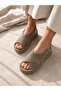 Women's Suede Sandals - Comfortable Lightweight Wedge Sole Summer Slippers with Cross Straps