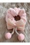 Fluffy Bow and Pompom Detailed Furry Plush Bagel Buckle 1 Piece - 2