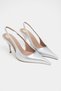 Mehru Silver Patent Leather Belt Detail Pointed Toe Women's Heeled Shoes - 4