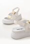 Zri̇n-1185 Premium White Wedge Heel Women's Sandals - 5