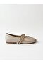 Women's Beige Double-Strapped Studded Round-Toe Ballerinas - 2
