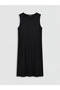 Black Crew Neck A-Line Dress - 2