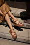 Misyu Women's Light Brown Genuine Leather Strap Sandals - 2