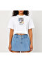 Crop T-Shirt White Powerful Printed Relaxed Fit Raw Cut Basic Short Tshirt