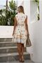 Brit Buttoned Sleeveless Judge Collar Patterned Dress - 4