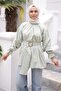 Mint Green Elastic Cuffed Belted Shirt - 3