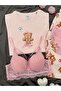Women's Patterned Cotton Short Sleeve Pajama and Underwear Set - 3
