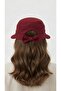 Women's Red Wide Brim Summer Hat |   Adjustable Visor Cap with Bow Detail - 5