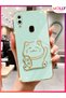 Luxury Silicone Case for Samsung Galaxy A20 with Water Green Edges and Gold Detailed Lucky Cat Stand